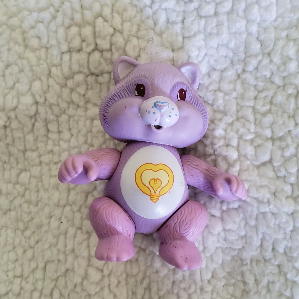 Vtg 1980s Care Bear Cousin Bright Heart Raccoon Plastic Mini Figurine 80s Toy